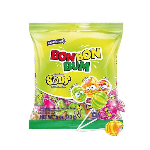 [7891118025695] BUBBLE GUM POPS ASSORTED 24/12oz